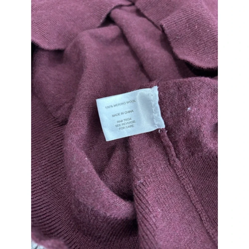 Orvis Mens Burgundy 100% Merino Wool Quarter Zip Pullover Sweater Large‎